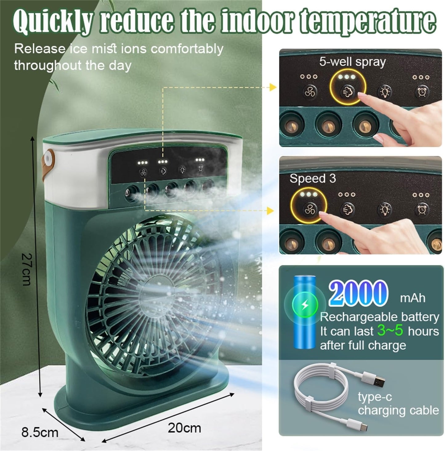 Portable Air Conditioner Mist Fan