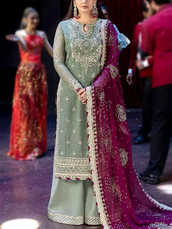 Light Grem Embroidery Suit
